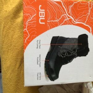 JBU Black Women's Lace-Up Winter Boots with Fur Cuff